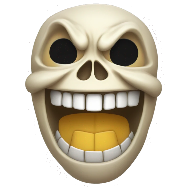 laughing skull with very large forehead and ugly teeth emoji