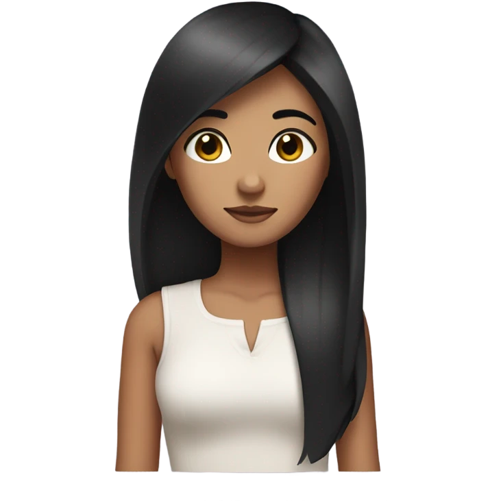 Girl with black straight hair and brown eyes emoji