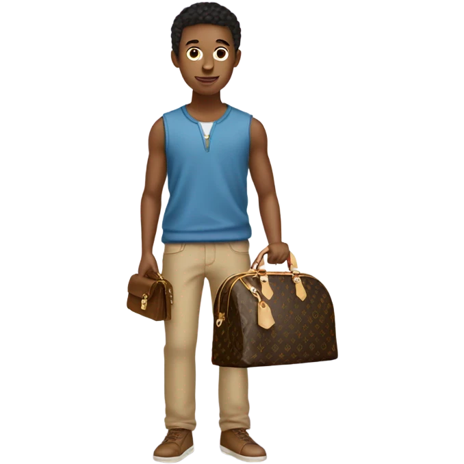 Tan boy with Louis Vuitton purse emoji