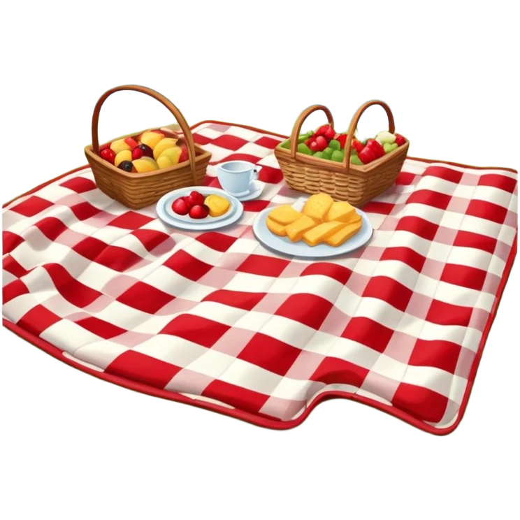 picnic blanket with food by a lake emoji