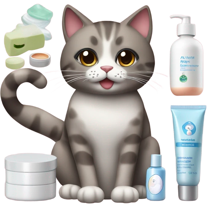 Cat wearing skin care emoji