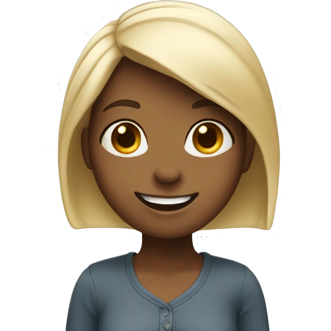 standing girl with happy face emoji