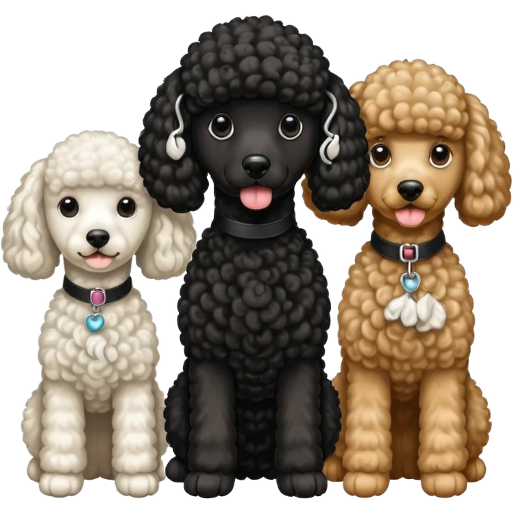 1 poodle blanca y 2 poodle negras emoji