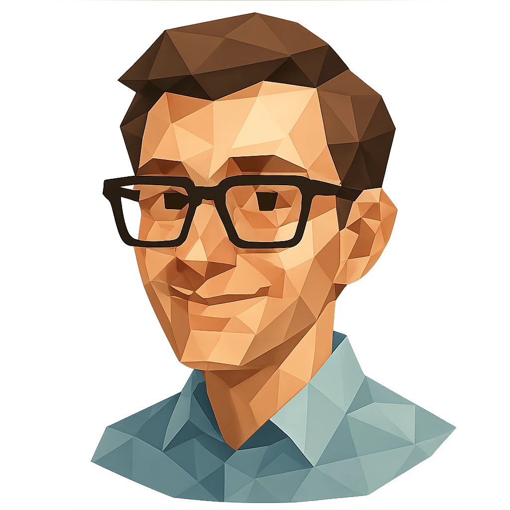 low-poly style nerdy guy with glasses emoji