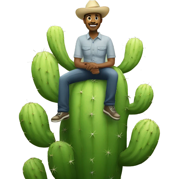 man sitting on cactus emoji