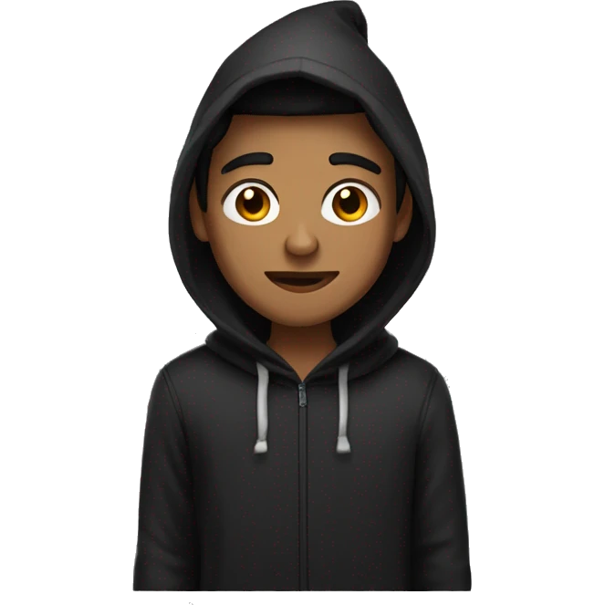 A young man with short dark hair, wearing a wizard hat and a black hoodie emoji