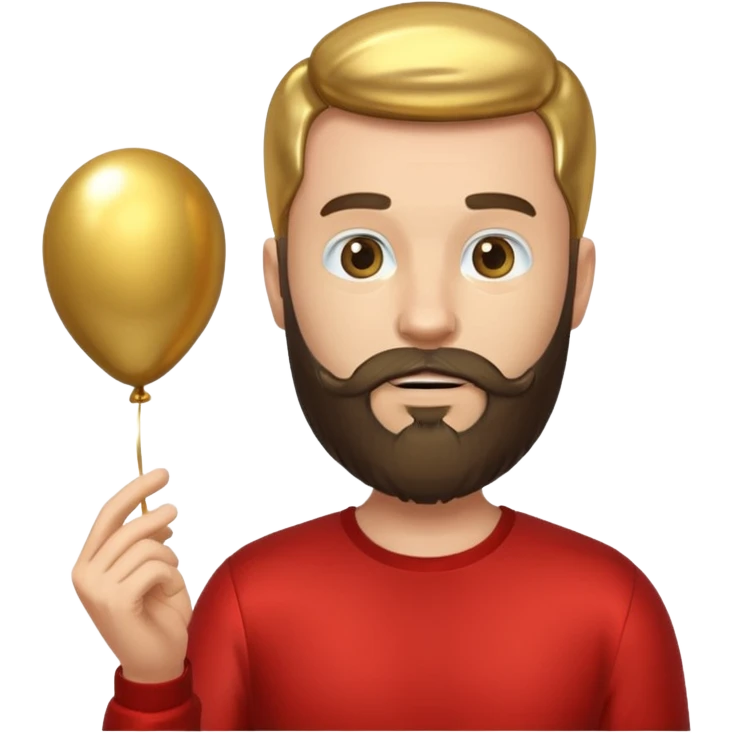 Bearded man hold gold balloon emoji