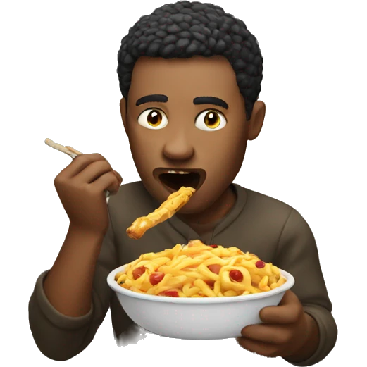 Man, eating, fires emoji