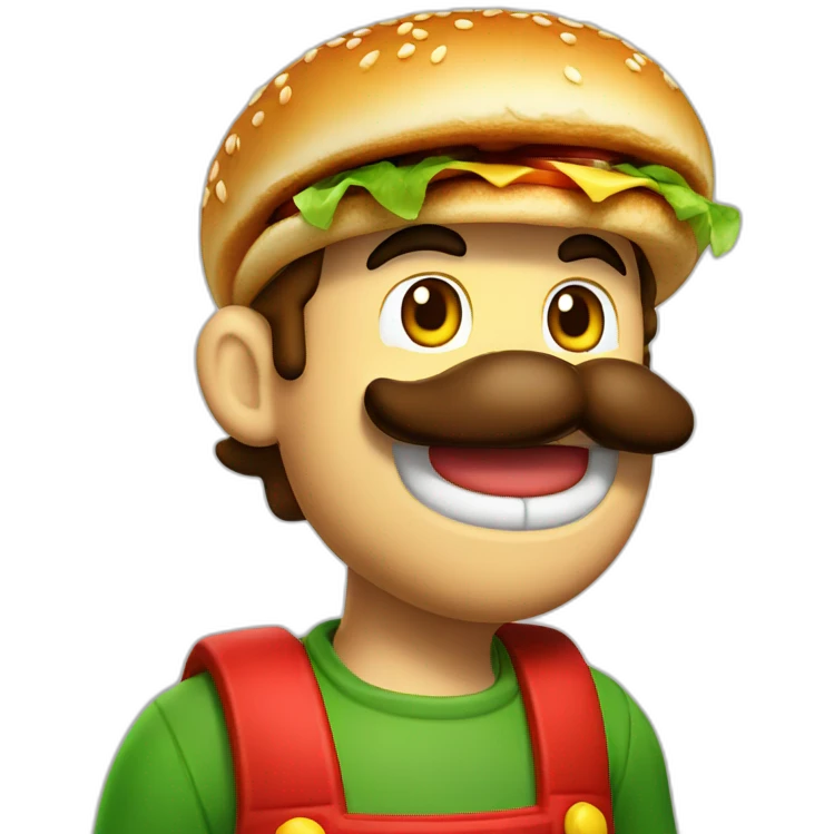 Mario bros eating burger emoji
