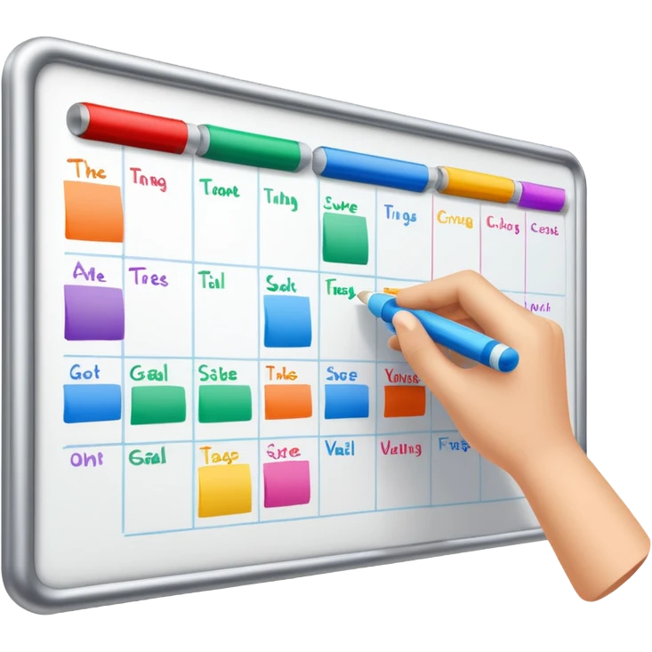 Goal planning on a white board emoji