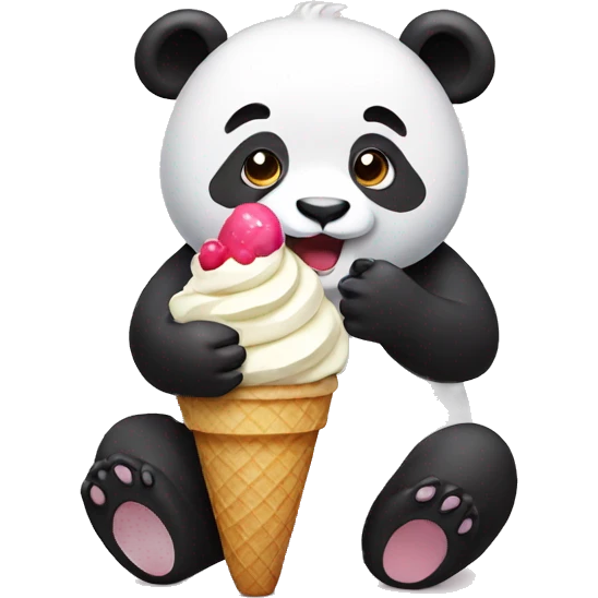 Panda eating ice cream emoji
