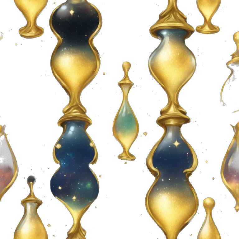 Gilded sparkling shimmering hourglass nebula galaxy golden emoji
