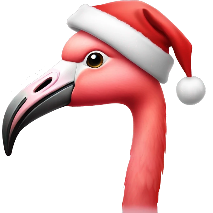 Flamingo with santa hat emoji