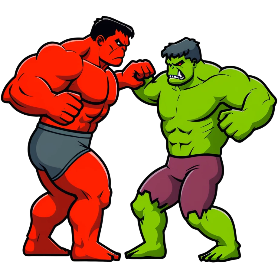 Red Hulk versus Green Hulk face off emoji