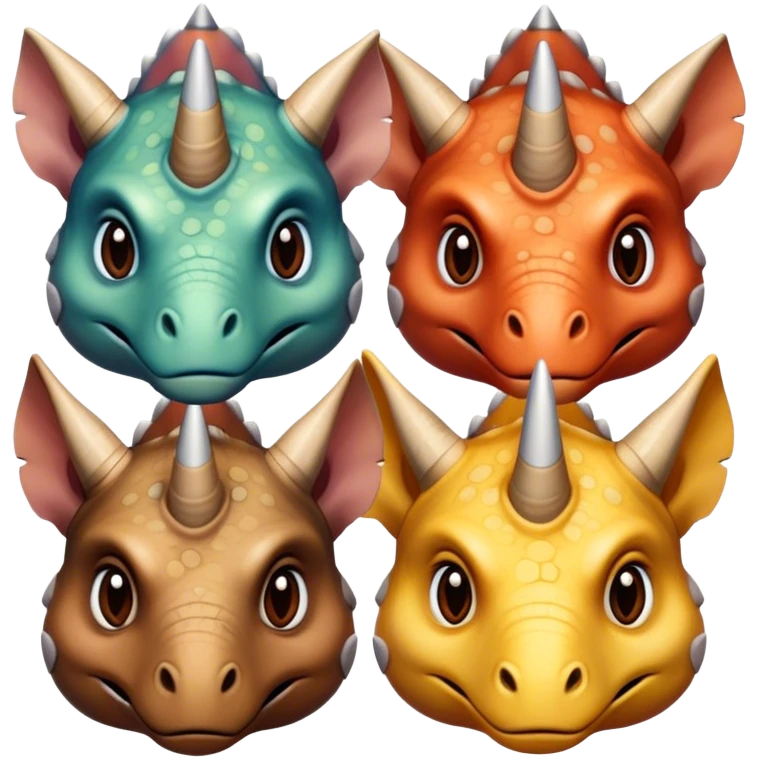 faces of different triceratops emoji