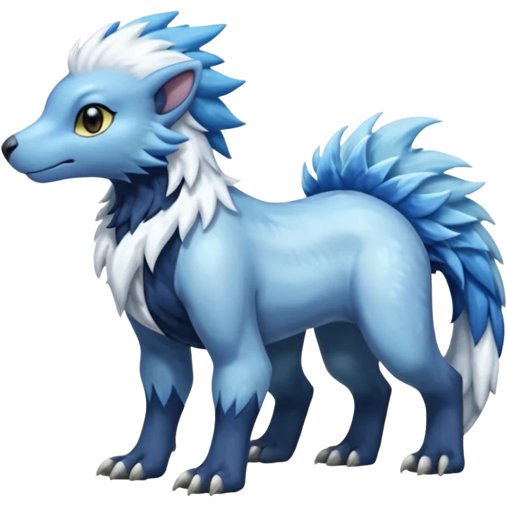 Icy scarf-covered glacial glistening glossy smooth soft flaky scaly furry hyper-realistic boreal Manectric-Absol-Luxray-Pyroar-Fakémon-fusion-animal-creature, full body  emoji