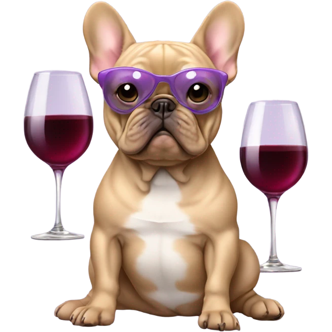 Lilac Tan Frenchie with Glass of wine  emoji