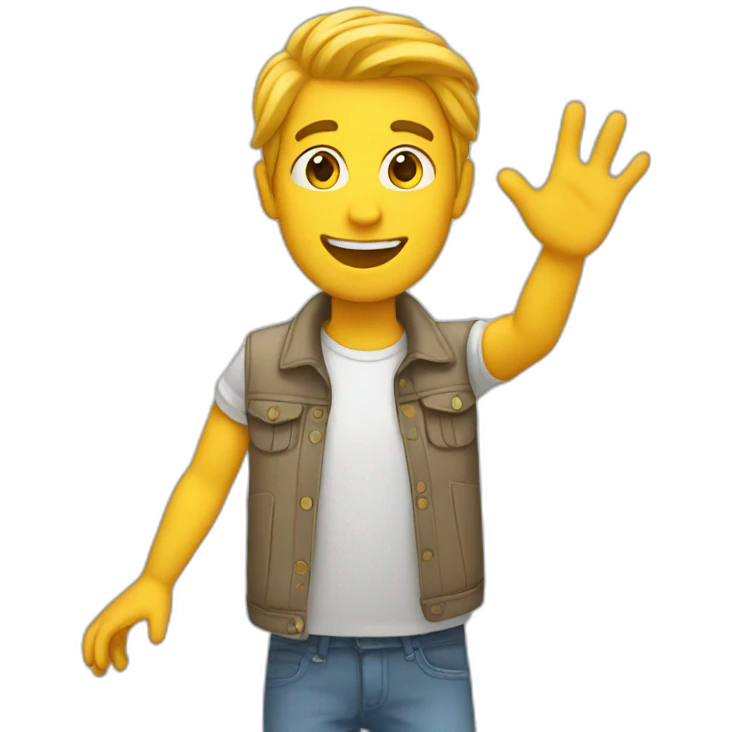 Guy with waving hand emoji
