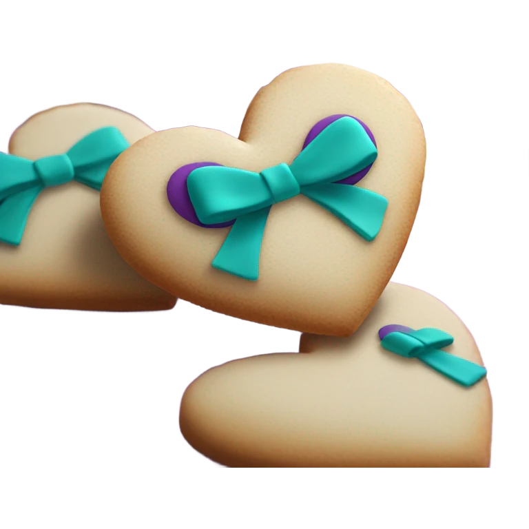 Heart cookie, teal purple awareness ribbon emoji