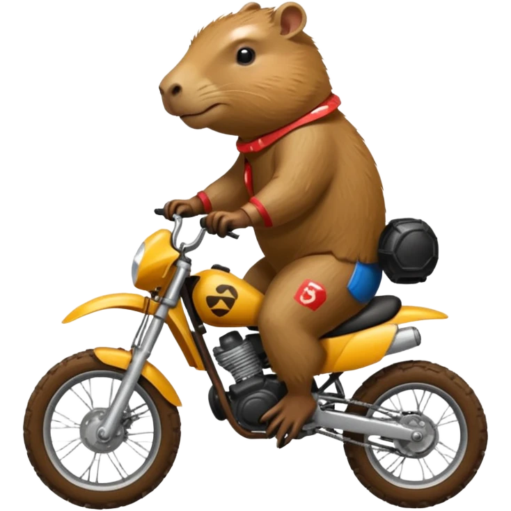 Capybara on a dirt bike emoji