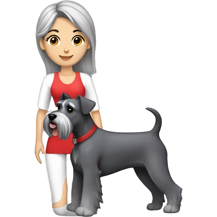 perro schnauzer plata cuerpo con mujer morena  emoji