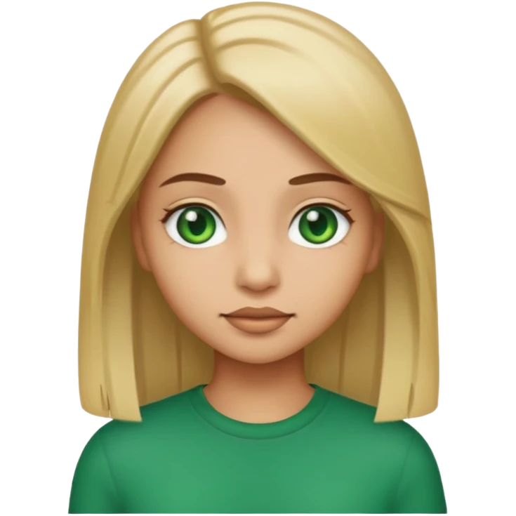Light skin girl emoji with straight hair and green eyes emoji