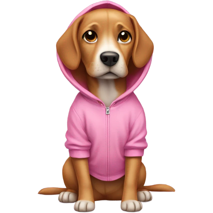 Dog wearing pink hoodie  emoji