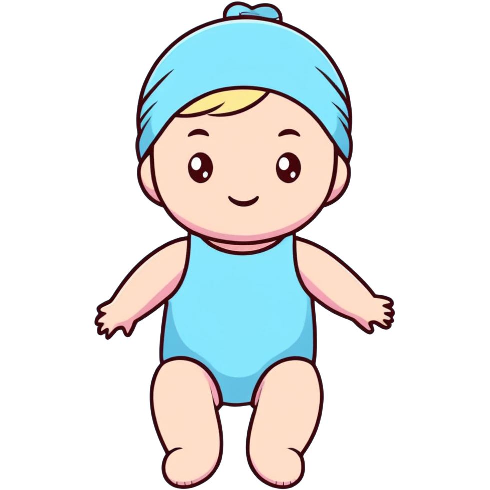 Pastel blue baby doll toy emoji