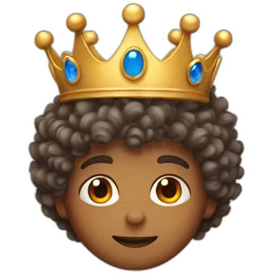 curly hair boy with a crown emoji