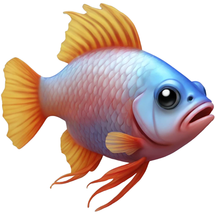 A beta fish with a human face emoji