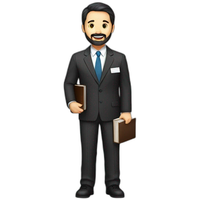 husband american 55 dark hair trimmed beard business suit pastor holding bible, wife asian age 55 black shoulder length hair wearing nurse, no children emoji
