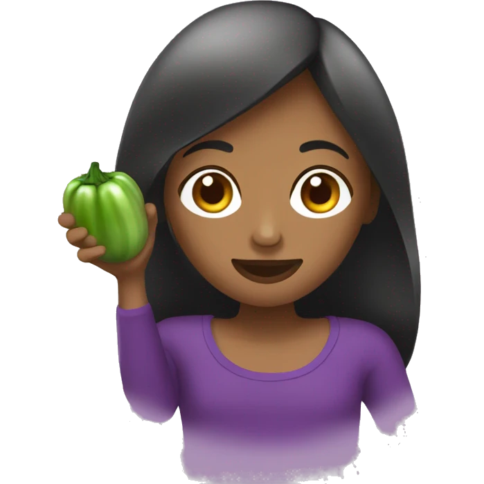 Fille qui mange une aubergine emoji