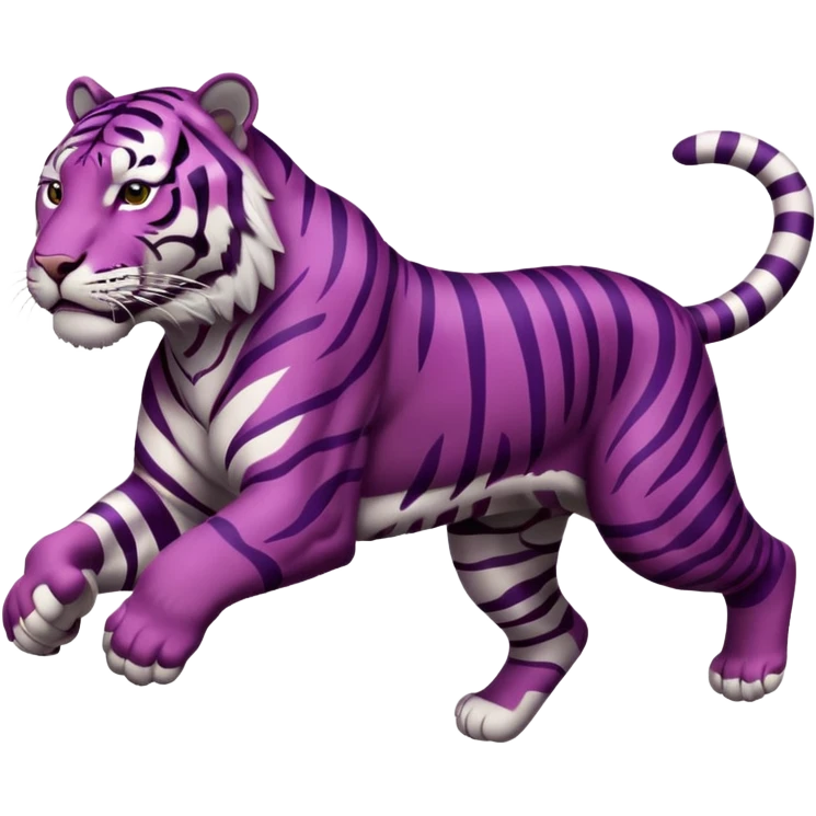 purple tiger with burgundy stripes jumping emoji