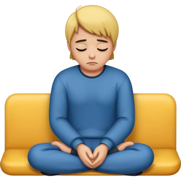 A person sitting with sad feeling emoji