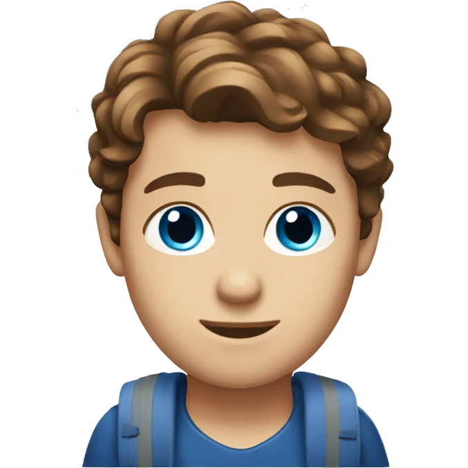 Brown hair blue eyes with laptop emoji