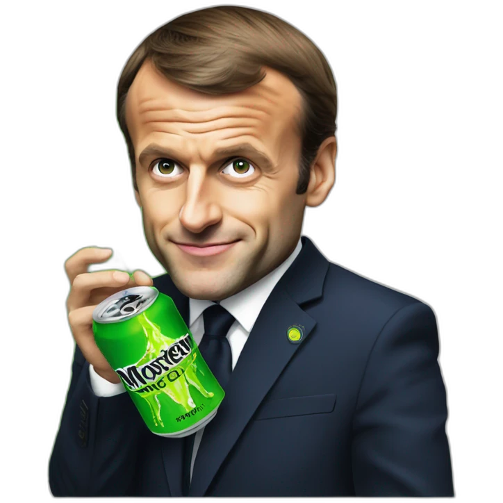 Emmanuel macron drinking monster energy emoji