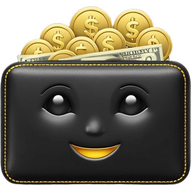 Christmas money emoji, black wallet with cash, luxury 3D emoji style, festive vibe, clean, no background
 emoji