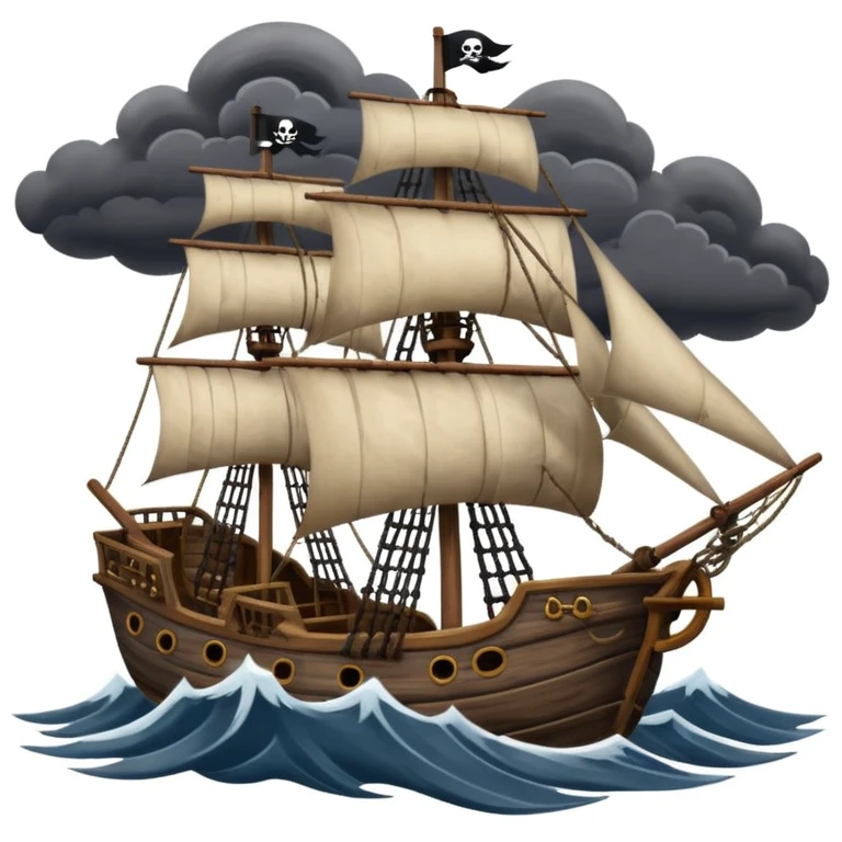 pirate sailing a ship in strome sea background emoji