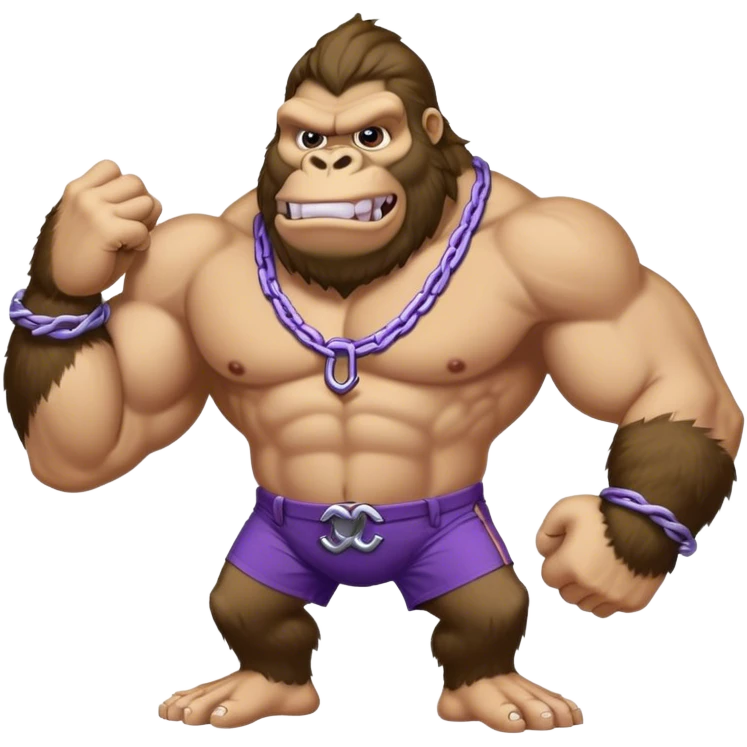 buff king kong wearing dockers sleeveless jersey white and purple anchor emoji