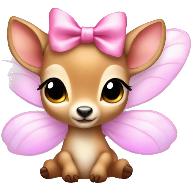 baby deer with fairy wings and a pink bow around its neck  emoji