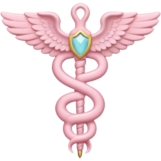 Caduceus symbol, soft pastel pink, iOS emoji style, matching the reference, variation 3 emoji