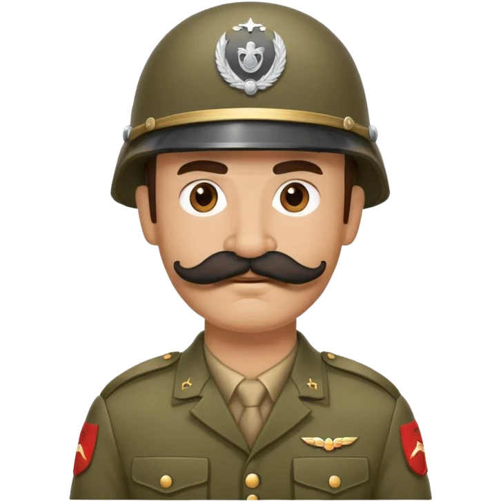 Soldier with thick handlebar mustache wearing a military helmet emoji
