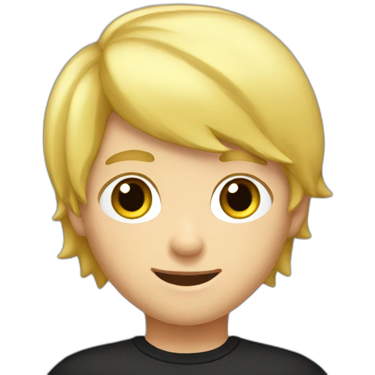 blond boy - cap balck - hair short - shirt black emoji