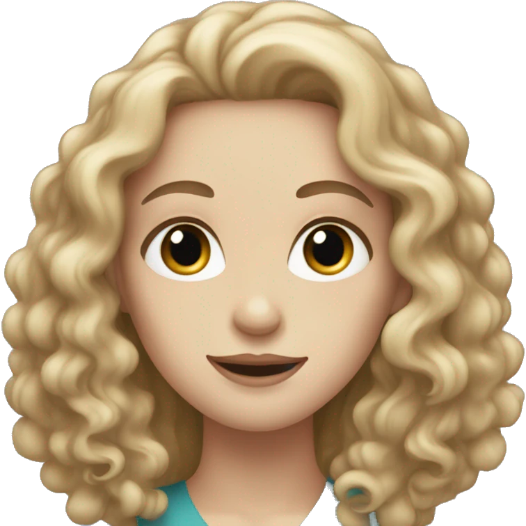 Woman with pale skin and long curly brown hair  emoji