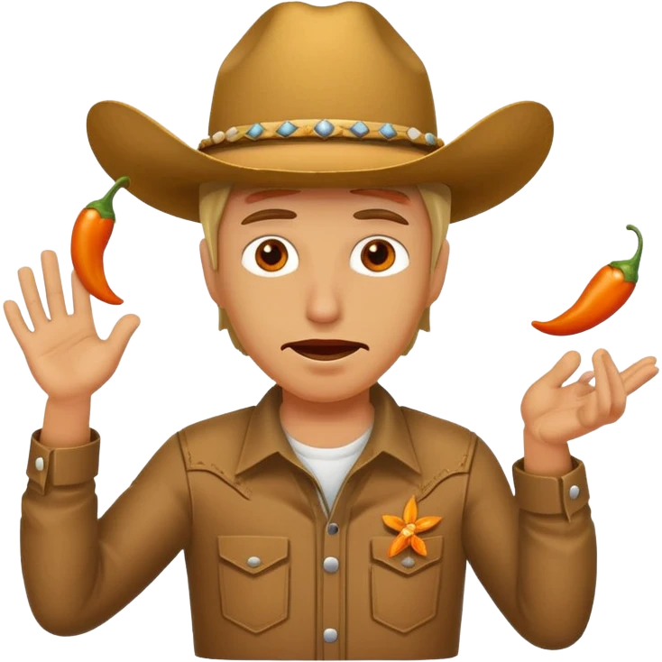 Foot orange jalapeño cowboy hat throw up emoji