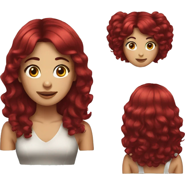 Girl wearing dark red hair wig emoji