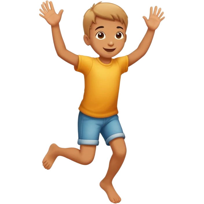child hopping on one foot, cheerful and playful emoji