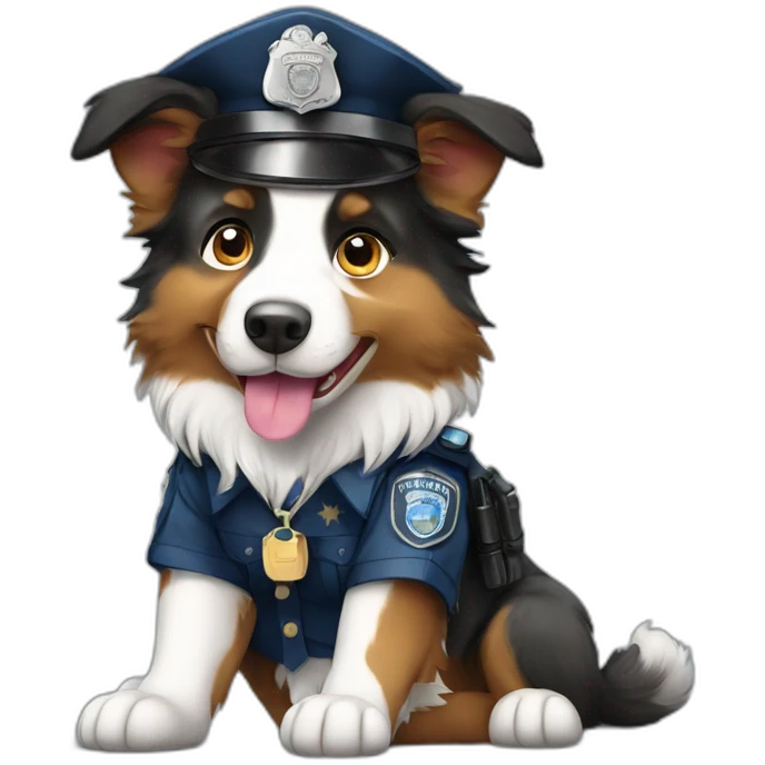 australian Shepherd in Police Uniform sitting emoji