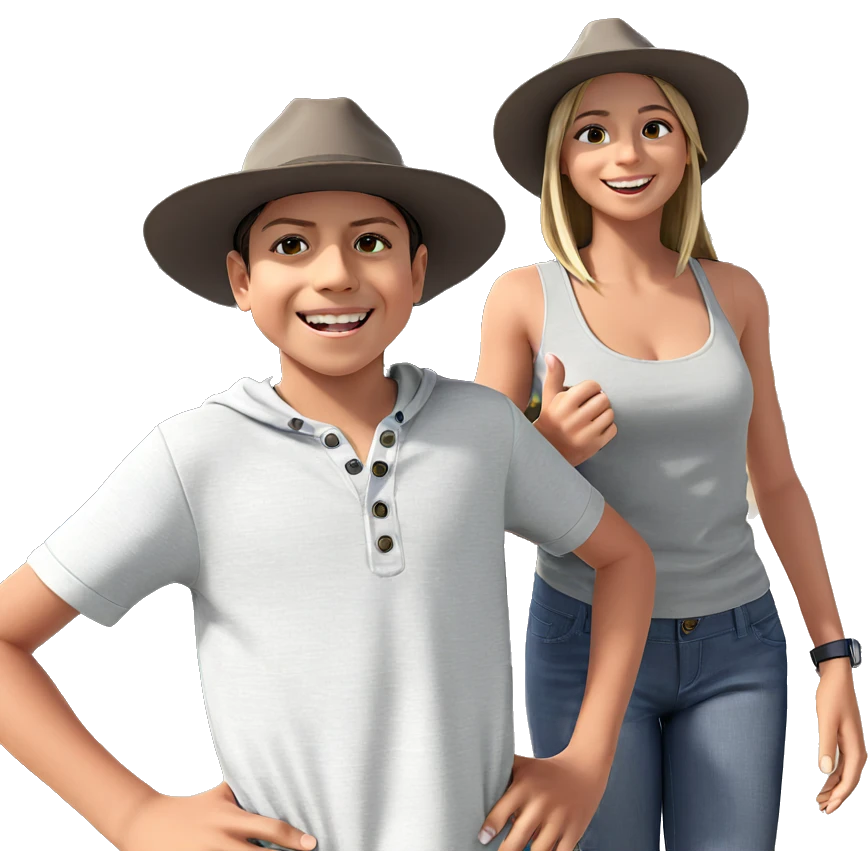 girl and boy smiling outdoors emoji