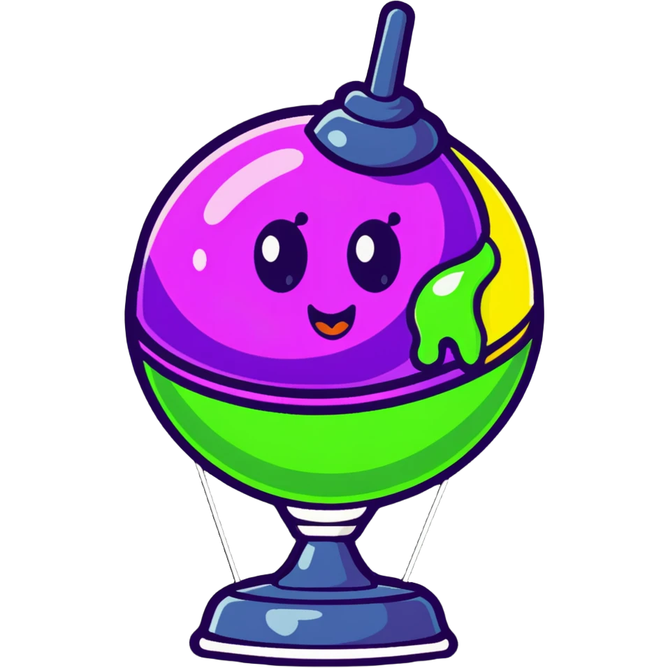 slime disco ball, cartoon sticker style, vibrant colors emoji